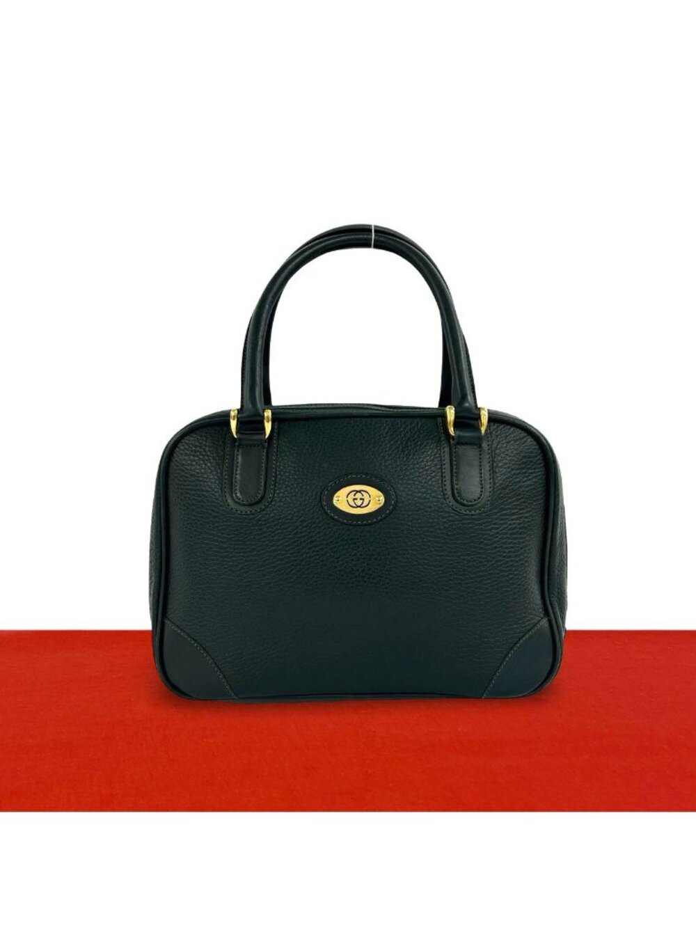 Gucci Vintage GG Logo Leather Mini Boston Bag Green